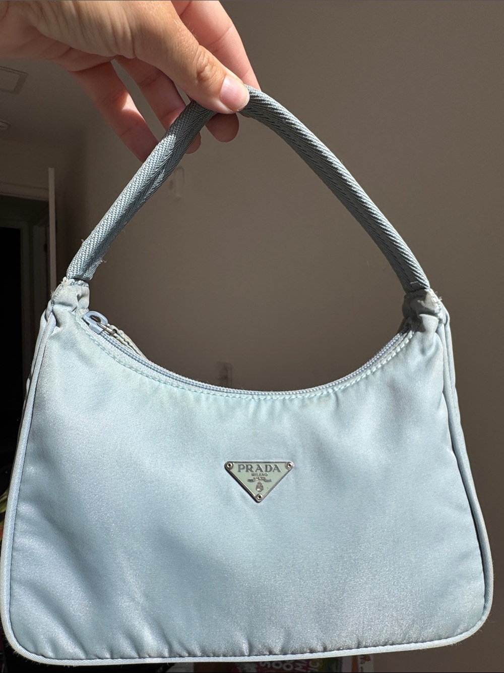 Authentic Prada Baby Blue Mini Nylon Shoulder Bag Y2K Re-Edition